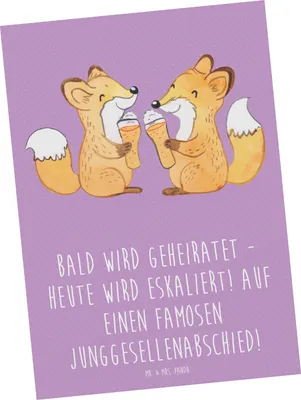Produktbild von Mr. & Mrs. Panda Postkarte Junggesellenabschied Eskalation - Lavendeltraum - Geschenk, unvergesslich, Postkarten, Heirat, Stil, Vorfreude, Heiraten, Grußkarte, Fotokarte