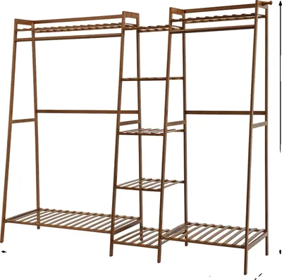 Obrázek produktu pro Věšák na oblečení, robustní bambusová konstrukce, moderní design, barva čaje