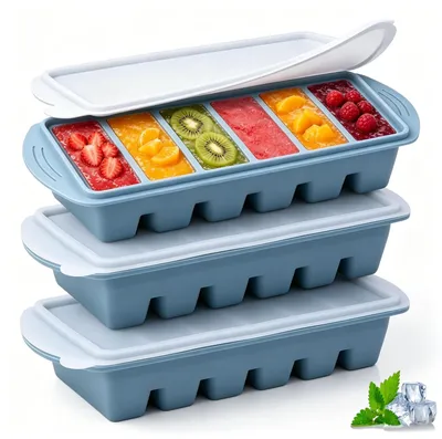 Silikon-Gefrierbehälter 3er-Set, 18 x 125 ml, mit Deckel