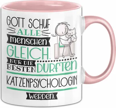 Produktbild von Katzenpsychologin Geschenk Becher Tasse Gott Schuf Alle Menschen Gleich Nur Die Besten Durfeten Katzenpsychologin Werden Geschenkidee Lustig (Rosa)