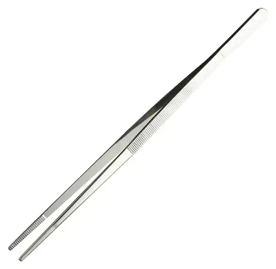 Küchenpinzette 30 cm, Edelstahl, gezackte Spitzen