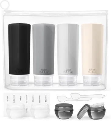 Produktbild von Famanu Reiseflaschen Set 12-teilig - 100 ml Flaschen, Cremeflaschen, Zubehör