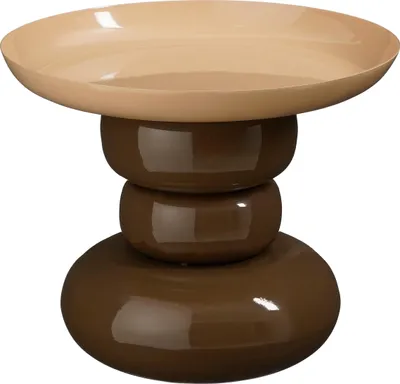Produktbild von Mica Decorations Zita Beistelltisch rund – Wohnzimmer Tisch – 34 x 41 cm – Eisen, MDF, Samt – Braun Creme