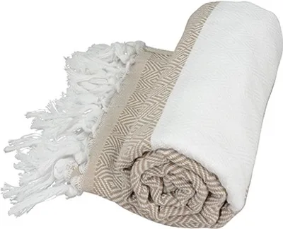 Produktbild von A&R AR056 | Hamamzz® Marmaris De Luxe Towel - 100 x 180 cm - Farbe: Sand/White - Größe: 100 x 180 cm