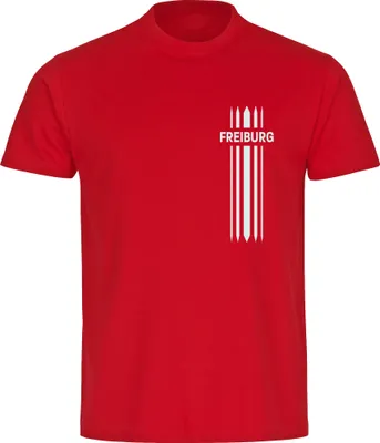 Produktbild von multifanshop Kinder T-Shirt - Freiburg - Streifen, rot, Größe 128