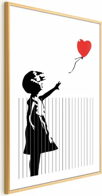 Immagine prodotto di Poster Banksy tagliato 21x30 cm con cornice dorata con margine