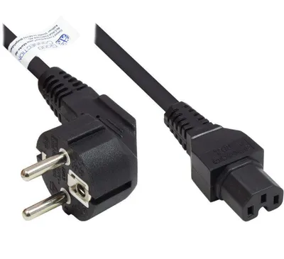 Produktbild von Good Connections Schuko/c15 Angle Netzkabel Silber One Size / EU Plug 220V Silber One Size