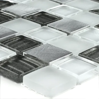 Produktbild von Mosaikfliesen Glas Aluminium Silber Grau