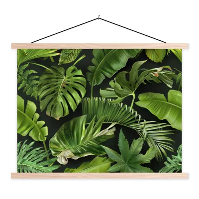 Produktbild von MuchoWow® Textilposter Muster - Tropisch - Blätter - Jungen - Mädchen - Kinder - Kind 40x30 cm mit holzfarbenen Rahmen - Bilder
