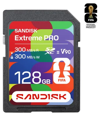 Image de SanDisk Extreme PRO, 128 Go, SDXC, UHS-II, 300 Mo/s, 300 Mo/s, V90