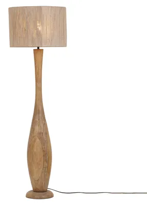Zdjęcie produktu dla Podłogowa lampa drewniana TOBA 467200130 boho z wtyczką brązowa