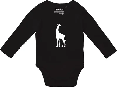 Produktbild von Huuraa Baby Body Giraffe Silhouette 80 Black  Baumwolle Fairtrade Langarmbody Geschenkidee
