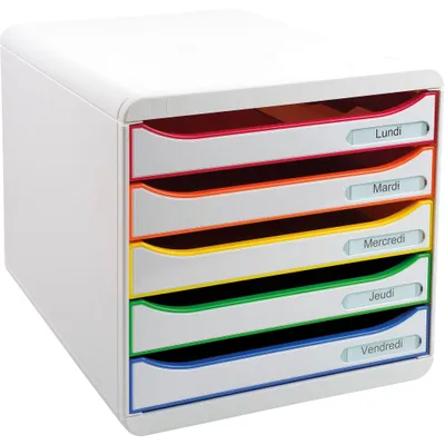 Immagine prodotto di Exacompta 309913D Cassettiera Big Box Plus - A4+, 5 cassetti aperti, bianco/arancio/bianco