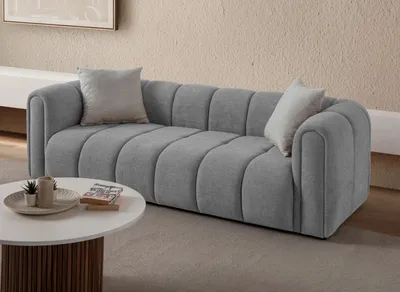 Produktbild von Hanah Home, Hochwertiges 3-Sitzer Sofa, Grau, 230 cm | 100% Polyester | 240 kg Tragkraft