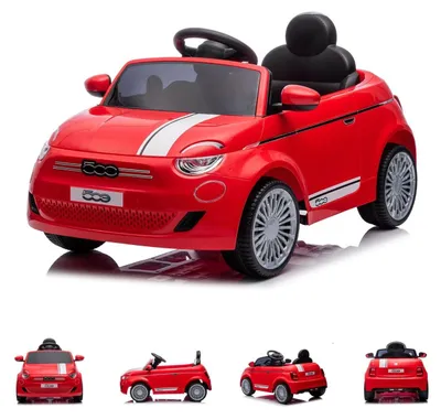 Produktbild von Chipolino Kinder Elektroauto Fiat 500 Fernbedienung, Sicherheitsgurt, MP3, USB rot