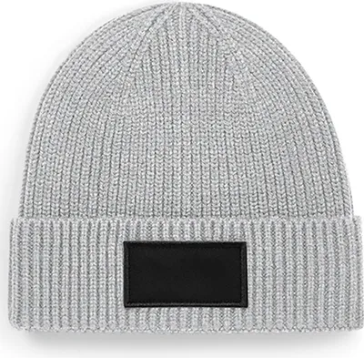 Immagine prodotto di Beechfield B442R | Fashion Patch Beanie - Colore: Grigio chiaro/Nero - Taglia: Unica