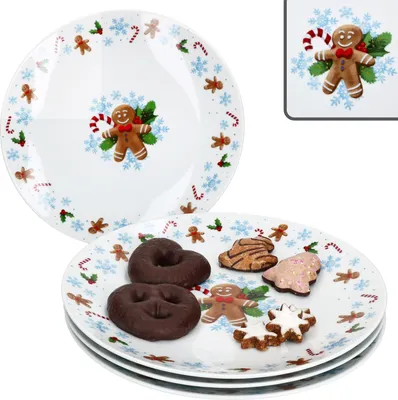 Produktbild von 4x Candyman Gebäckteller Porzellan Weihnachten Kuchen Servierplatte