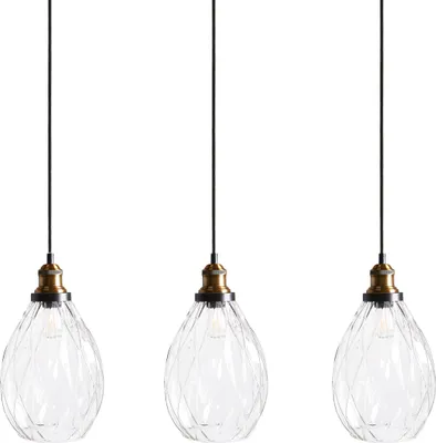 Produktbild von BELIANI Hängelampe Transparent Glas Schirm 3-Flammig Elegant Modern Industrial Style Hängeleuchte für Esstisch Esszimmer Wohnzimmer Schlafzimmer