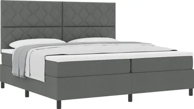Zdjęcie produktu dla vidaXL Łóżko sprężynowe z materacem ciemnoszare 200 x 200 cm tkanina