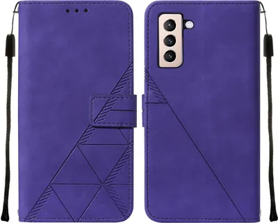 Produktbild von Galaxy S21+ Hülle, Schlank Prägung Flip Leder Kartenfächer Schutzhülle mit Ständer für Samsung Galaxy S21+ / S21 Plus 5G Lila