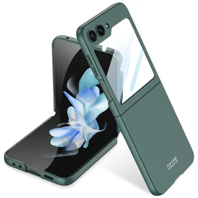 Obrázek produktu pro Pouzdro pro Samsung Galaxy Z Flip 5 Tenké Matné Pevné PC Pouzdro s Ochrannou Fólií na Displej Zelený