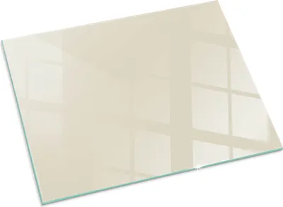 Produktbild von Farbe Beige – Glasbodenplatte für – Kaminofen – Kaminplatte Glas – Schutzglas – Funkenschutzplatte –Glasbodenplatte Feuerfeste – Hitzeschutzplatte – Bodenschutz aus Glas – 80x60 cm