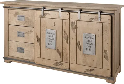 Image de MASSIVMOEBEL24 | Buffet 150x45 Manguier laqué blanchi RAILWAY #300