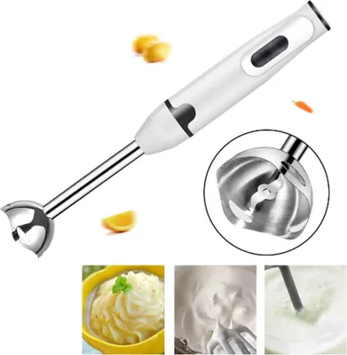 Produktbild von Stabmixer, elektrisch, Schneebesen, einfach zu säubern, für Babynahrung, 400W, Edelstahl, Weiß