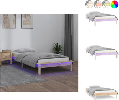 Produktbild von vidaXL Massivholzbett mit LEDs 90x200 cm - Betten & Bettgestelle