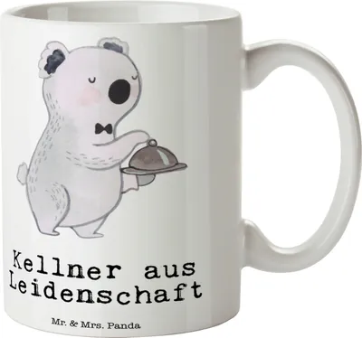 Produktbild von Mr. & Mrs. Panda Kaffeebecher Kellner Leidenschaft - Weiß - Geschenk, Kaffeetasse, Tasse, Restaurant, Geschenktasse, Ausbildung, Spruch, Teetasse, Keramiktasse