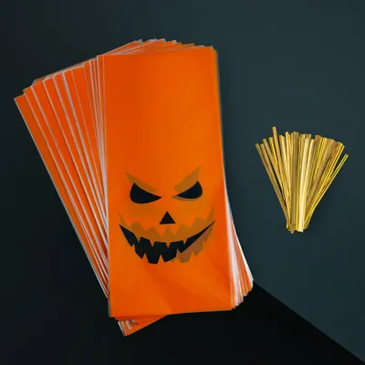 Produktbild von PRECORN Halloween Süßigkeiten Tüten – 50er Set Wiederverwendbare Candy Bags mit Kürbis-Motiven für Trick or Treat und Halloween-Partys