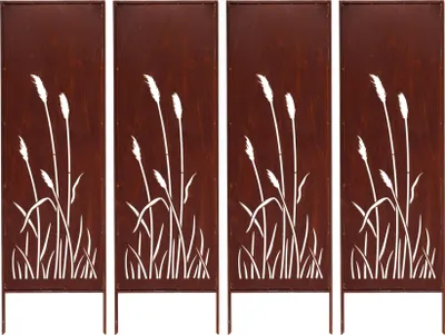 Produktbild von 4x Sichtschutz Metall - 160 cm x 50 cm - Edelrost - Rostoptik Sichtschutz für Garten - Sichtschutzelement - Sichtschutzwand - Gartendekoration Zaun ROST