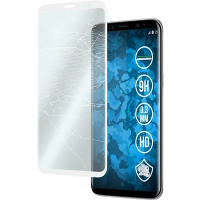 Produktbild von 1er-Pack PhoneNatic Glas-Folie klar full-screen mit abgerundeten Ecken weiß kompatibel mit Samsung Galaxy S8 - Panzerglas für Galaxy S8
