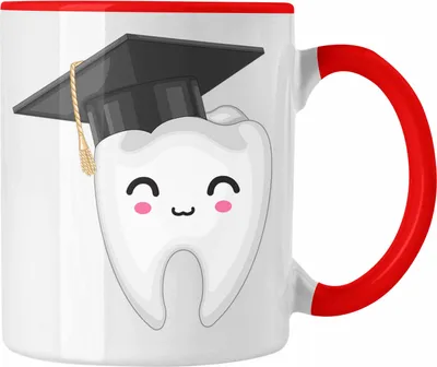 Produktbild von Trendation - Zahnmedizin Studium Bestanden Tasse Geschenk Angehender Zahnarzt Zahnärztin Geschenkidee (Rot)
