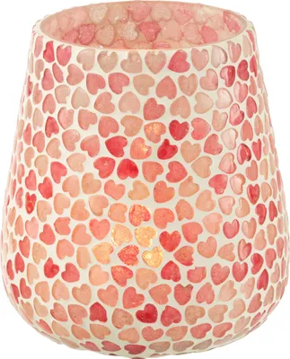 Produktbild von J-Line Teelichthalter Herz Mosaik Glas Rosa Large