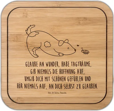 Produktbild von Mr. & Mrs. Panda Untersetzer Kork Hund Marienkäfer - Transparent - Geschenk, Mischlingshund, gläseruntersetzer, Hunde, Haustier, Coaster, Mischlinghund, Hoffnungsvoll