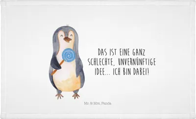 Produktbild von Mr. & Mrs. Panda Handtuch Pinguin Lolli - Weiß - Geschenk, Süßigkeiten, Spruch, frottee, gesichtstuch, Frotteehandtuch, Unvernünftig, Flauschtuch, 50x100