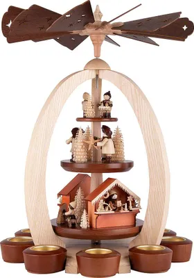Produktbild von 3-stöckige Pyramide Weihnachtsmarkt - Exklusiv (44cm) von Erzgebirge-Palast