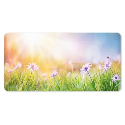 Produktbild von MuchoWow® Schreibtischunterlage Blumen - Sonnenlicht - Frühling 80x40 cm - XXL Mauspad - Gaming Mauspad