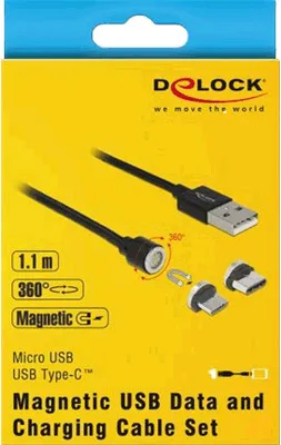 Produktbild von DeLOCK 85723, 1,1 m, USB A, USB C/Micro-USB B, USB 2.0, 0,48 Gbit/s, Schwarz