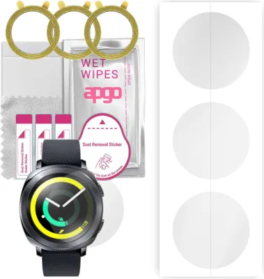 Produktbild von apgo 3 Stück Schutzfolie, klar, kompatibel mit Samsung Gear Sport Smartwatch, Hydrogel Displayschutzfolie mit Positionierhilfe, Displayfolie, robust und kratzfest