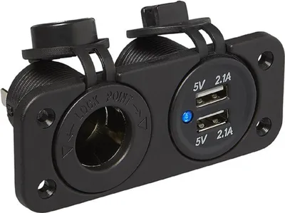 Produktbild von Doppel Einbau Steckdose 2x2100mA Einbausteckdose DIN + USB 12V für KFZ Wohnmobil 2025