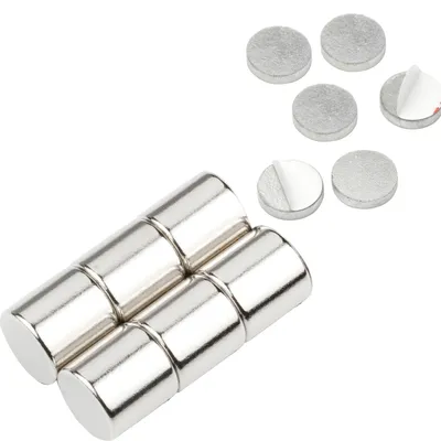 Scheibenmagnete rund Ø 8 mm, Neodym, 12 Stück, selbstklebend