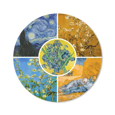 Produktbild von MuchoWow® Mauspad Mousepad Van Gogh - Collage - Sternennacht 50x50 cm - Mousepads - Maus Mat - Pad - Mausunterlage - Vinyl