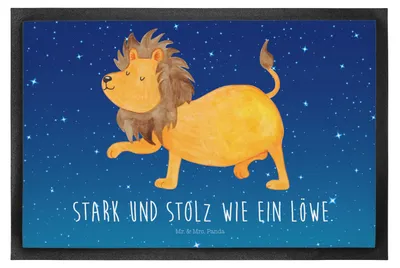 Produktbild von Mr. & Mrs. Panda fußmatte Sternzeichen Löwe 40 x 60 cm - Sternenhimmel Blau - Geschenk, König Der Tiere, Schmutzmatte, Schuhabstreifer, Bodenvorleger, Geburtstag August