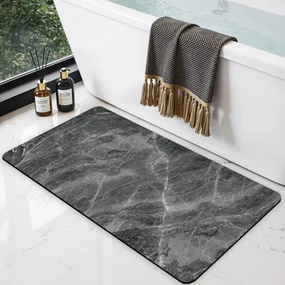 Produktbild von Badematte rutschfest 60 x 110 cm, super saugfähig, schnelltrocknend, waschbar, Anthrazit