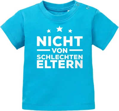 Produktbild von Baby Kurzarm T-Shirt Nicht von schlechten Eltern Babyshirt Jungen Mädchen Shirt Moonworks® türkis 56/62 (1-3 Monate)