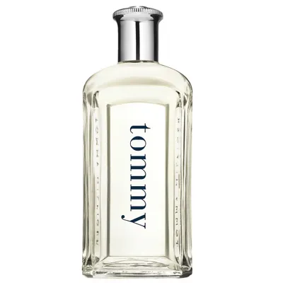 A clear, front-facing studio shot of a bottle of Tommy Hilfiger Tommy Eau de Toilette.