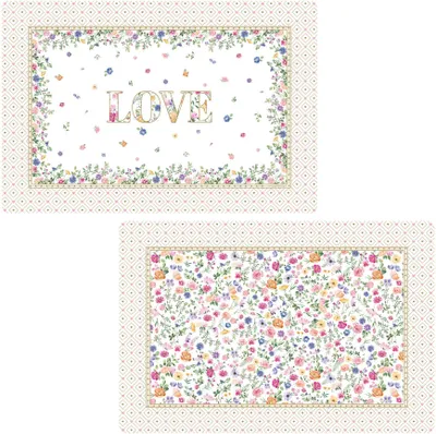 Produktbild von 6er Set Platzsets MON AMOUR Herzen & Blumendoppelseitig 45x30cm Easy Life