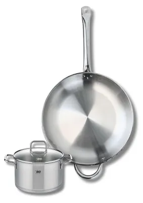 2-teiliges Edelstahl-Kochtopfset 32 cm + 16 cm, Induktion